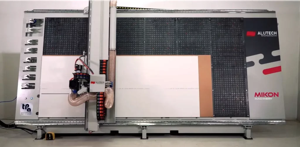 Mikon Alutech automatic CNC vertical panel saw, full view